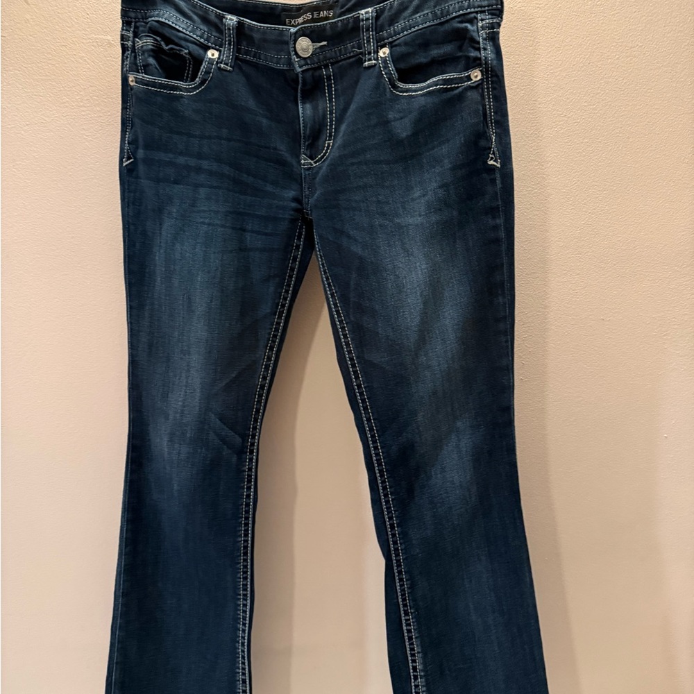 Express Women's Deep Indigo Boot Cut Jeans - Picture 2 of 7